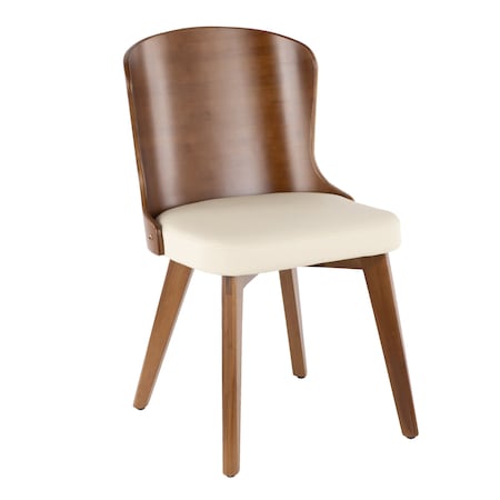 Bocello Chair In Walnut And Cream Faux Leather